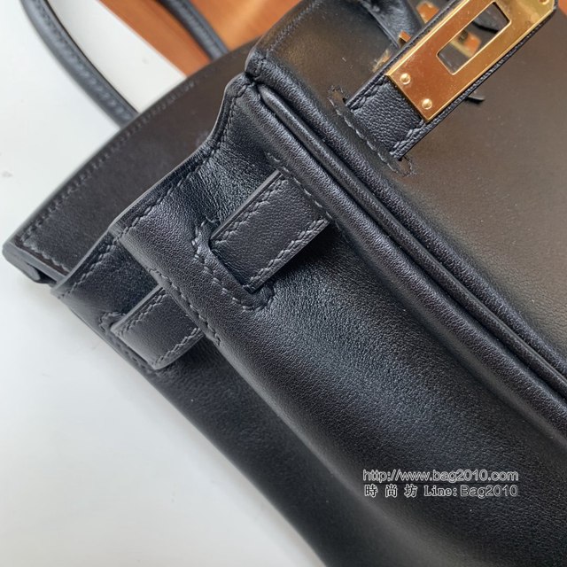 Hermes女包 愛馬仕Birkin25 swift皮 手工縫製 黑色金扣 Hermes鉑金手提包  tdh2149